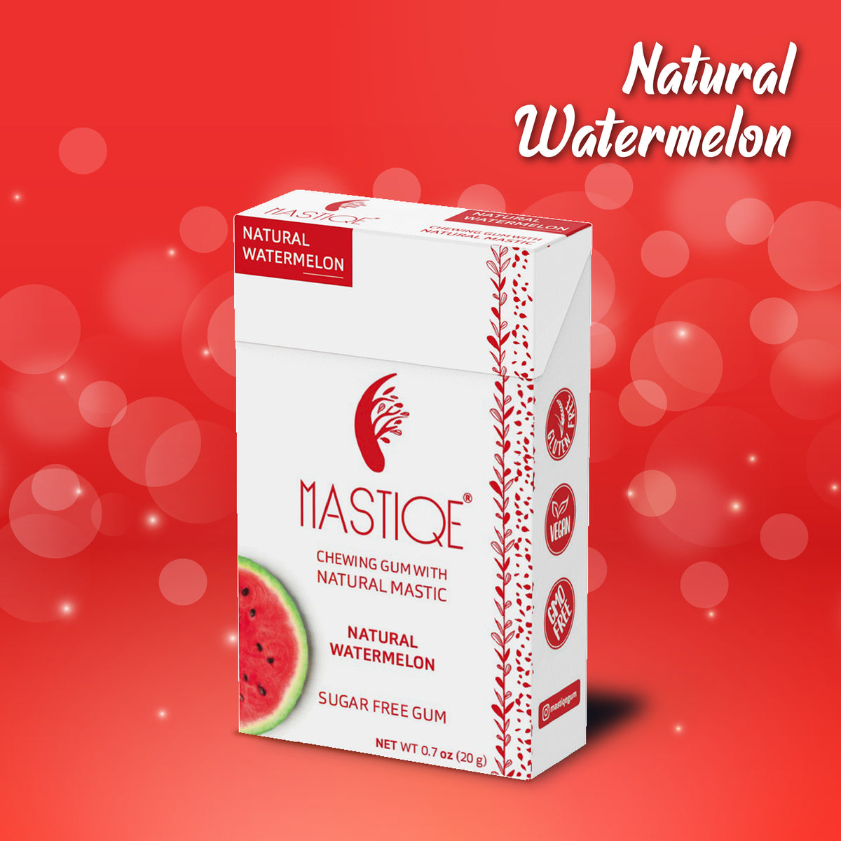 All New! Mastiqe Hard Chewing Gum with Natural Mastic, Watermelon (20- –  Mastiqe Chewing Gum with Natural Mastic